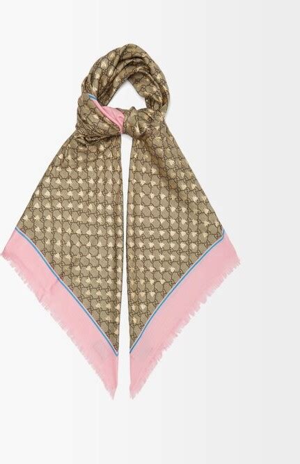 gucci wool bee jacquard scarf|Gucci Scarves and Wraps for Women .